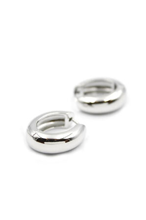 Oval Halka Küpe - Gümüş