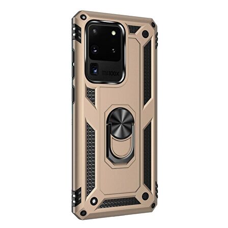 Gpack Samsung Galaxy S20 Ultra Kılıf Tank Koruma Vega Standlı Yüzüklü Mıknatıslı