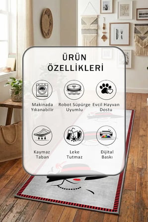 Gizemli Kadın Dijital Baskılı Kaymaz Yıkanabilir Yolluk - Leke Tutmaz