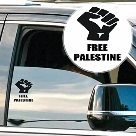 Filistin Özgürlük Araba Sticker Etiket 14 CM siyah Renk 2Adet