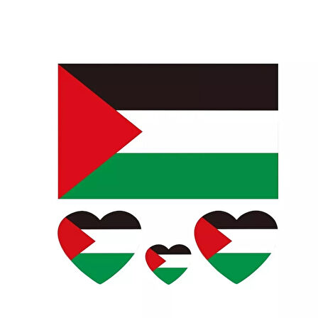 Palestine Flag Kalp Araba Sticker Yapıştırması 15 Cm ve 5CM