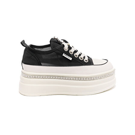 Yüksek Taban Bağcıklı Fileli Günlük Kadın Sneaker