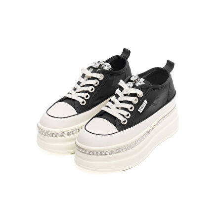 Yüksek Taban Bağcıklı Fileli Günlük Kadın Sneaker