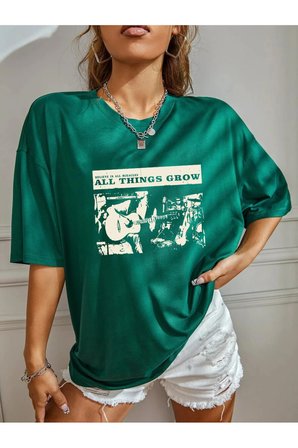 Unisex All Thıngs Grow Baskılı Tasarım Tshirt