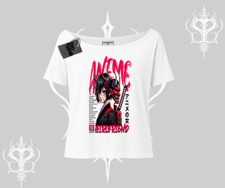 Kayık Yaka Tshirt Anime Girlfriend Kırmızı
