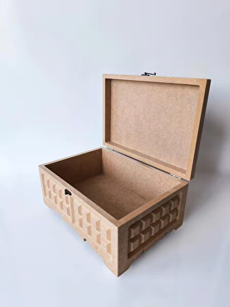 Ahşap-boyanabilir-desenli-takı-makyaj-aksesuar-dekoratif Çok Amaçlı Dikdörtgen Kutu