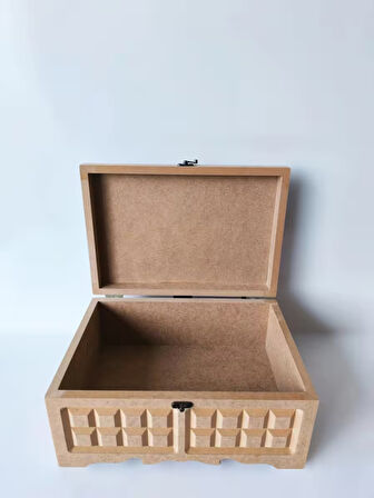 Ahşap-boyanabilir-desenli-takı-makyaj-aksesuar-dekoratif Çok Amaçlı Dikdörtgen Kutu