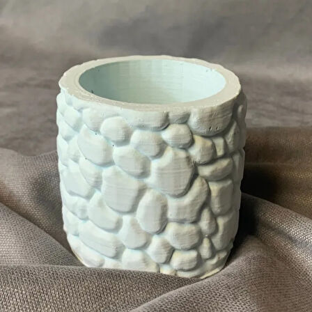 Uretti - Ayşe 7362 - El Yapımı Taş Tozu Minik Mavi Dekoratif Saksı - 6 x 6 cm