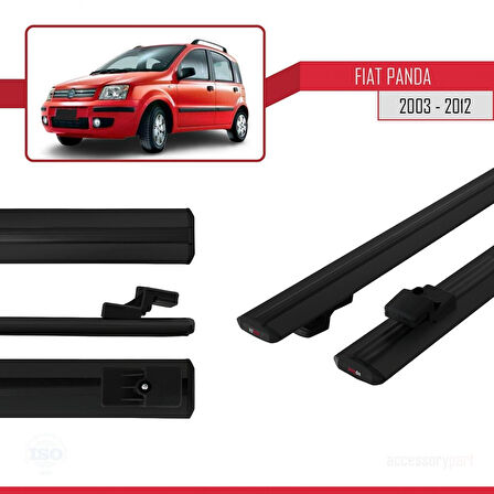 Fiat Panda 2 (169) 2003-2012 Arası ile Uyumlu BASIC Model Ara Atkı Tavan Barı Siyah 2 Adet