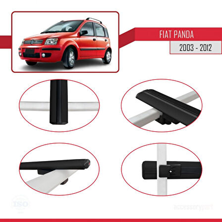 Fiat Panda 2 (169) 2003-2012 Arası ile Uyumlu BASIC Model Ara Atkı Tavan Barı Siyah 2 Adet