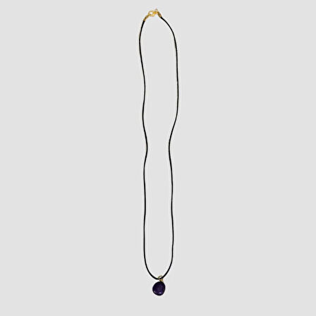 Uretti - Tuğba 6667 - El Yapımı Doğal Taş Ametist Kolye - 35 cm