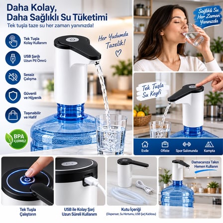 Usb Şarjlı - Otomatik Damacana Su Pompası 13782