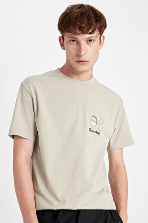 DeFacto %100 Pamuk Rick and Morty Regular Fit Bisiklet Yaka Kısa Kollu Tişört C6512AX24AUKH475
