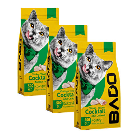 Bado Kedi Maması Kokteyl Yetişkin Kuru 500 gr x 3 Adet