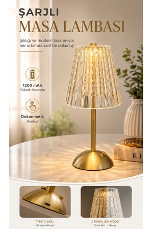 Leylart Gold Dokunmatik Şarjlı LED Masa Lambası – 1200 mAh