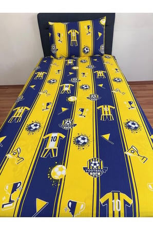 Tek Kişilik Lastikli Çarşaf (YASTIKLI) Taraftar Takımı Sarı Lacivert