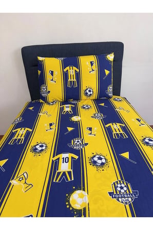 Tek Kişilik Lastikli Çarşaf (YASTIKLI) Taraftar Takımı Sarı Lacivert