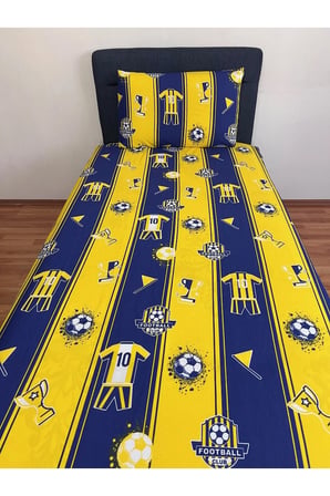 Tek Kişilik Lastikli Çarşaf (YASTIKLI) Taraftar Takımı Sarı Lacivert