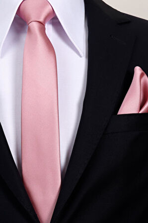 Esgue 6 cm İnce Saten Mendilli Kravat – Özel Hediye Kutulu Premium Slim Kravat