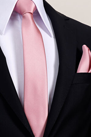 Esgue 6 cm İnce Saten Mendilli Kravat – Özel Hediye Kutulu Premium Slim Kravat