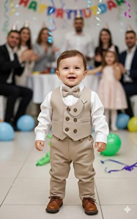 ERKEK BEBEK ÇOCUK AKSESUARLI TAKIM ELBİSE SET 