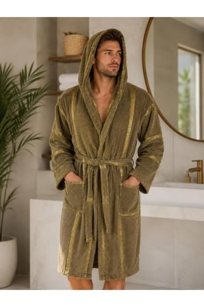pamuklu unisex kapşonlu bornoz