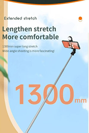 2 in 1 - 3 Renk Işıklı ve Kumandalı Masa Üstü Tripod Olabilen Telefon Tutuculu Selfie Çubuğu Yüksekliği Ayarlanabilir 130 cm K8