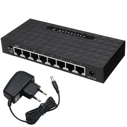 MJ Vision 8-Port 10/100/1000Mbps Qos Destekli Tak ve Kullan % 72 Enerji Tasarruflu Gigabit Switch