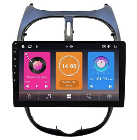 Peugeot 206 Android Multimedya Sistemi (2006-2011) for-x 6/128