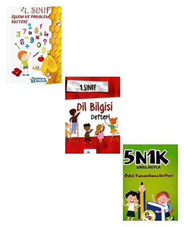 Orka 1. Sınıf İşlem ve Problem Defteri + Dil bilgisi Defteri + Masal Tamamlama 3 lü Set