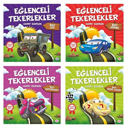 Pedagog Onaylı Eğlenceli Tekerlekler Öykü Serisi 4 Kitap (Set 2)