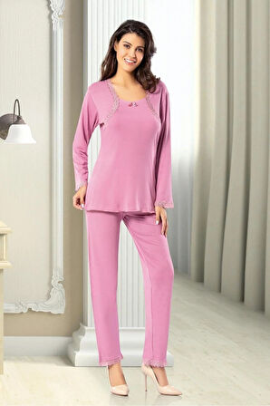 Dantel Detaylı Pijama Takımı Gül Kurusu 8R6.O.0Z.8EL.T.