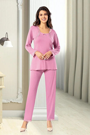 Dantel Detaylı Pijama Takımı Gül Kurusu 8R6.O.0Z.8EL.T.