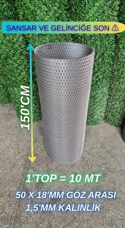 Genişletilmiş Saç Sık Göz Aralıklı Kümes Teli (- 150 Cm Yükseklik 10 Mt Uzunluk -)
