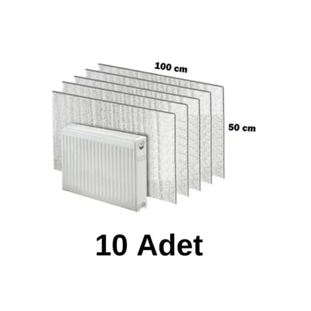10 Adet Petek Radyatör Arkası Folyo Plaka Kalorifer Arkalığı Alüminyum Isı Yalıtım Folyosu 100x50