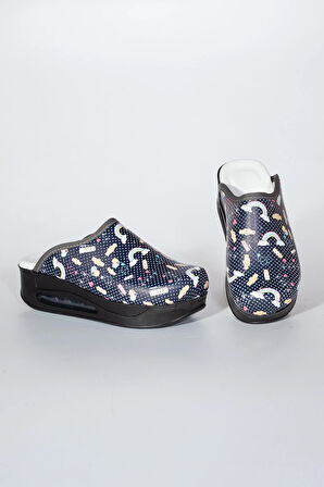 Ortopedik Sabo Terlik Doktor Hemşire Hastane Aşçı Terliği Kadın Yarabandı Desenli