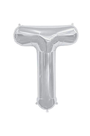 Folyo T Harfi Balon 36 Cm Gümüş Gri Küçük Boy 16inc Folyo Balon