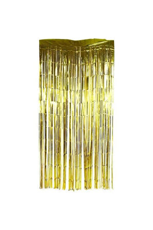 Metalize Arka Fon Gold Kapı Duvar Perdesi 90x200 Cm Metalik Duvar Püskülü Püsküllü Arka Fon