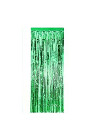 Metalize Arka Fon Yeşil Kapı Duvar Perdesi 90x200 Cm Metalik Duvar Püskülü Püsküllü Arka Fon