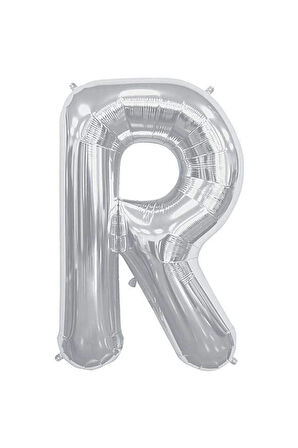 Folyo R Harfi Balon 36 Cm Gümüş Gri Küçük Boy 16inc Folyo Balon