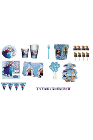 Frozen Elsa Karlar Kraliçesi 16 Kişilik Parti Seti Konsepti Elsa Parti Malzemeleri