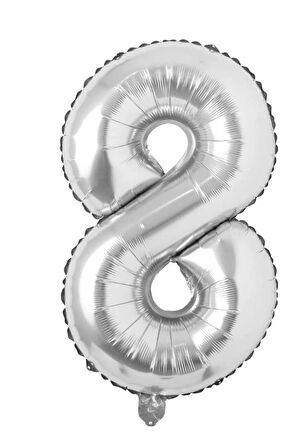 Folyo 8 Rakamı Balon 36 Cm Gümüş Gri Küçük Boy 16inc Sekiz Rakam Folyo Balon