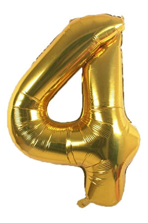 Folyo 4 Rakamı Balon 100 Cm Gold Altın Büyük Boy 40inc Dört Rakam Folyo Balon