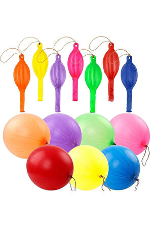 Punch Balon 30 Adet Zıpzıp Lastikli Balon Karışık Renk İpli Balon
