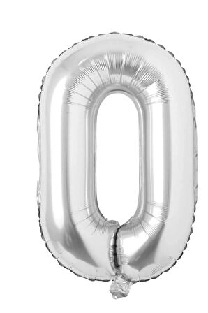 Folyo 0 Rakamı Balon 36 Cm Gümüş Gri Küçük Boy 16inc Sıfır Rakam Folyo Balon
