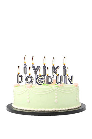 İyi Ki Doğdun Gümüş Renk Pasta Mumu Seti