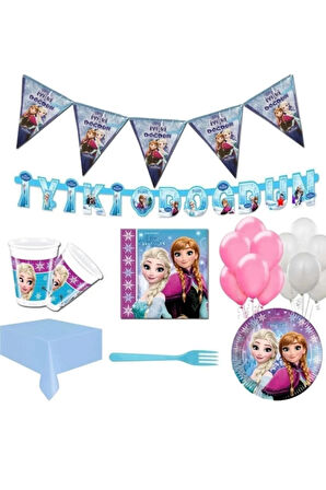 Frozen Elsa Karlar Kraliçesi Doğum Günü Parti Seti Konsepti 16 Kişilik Elsa Parti Malzemeleri