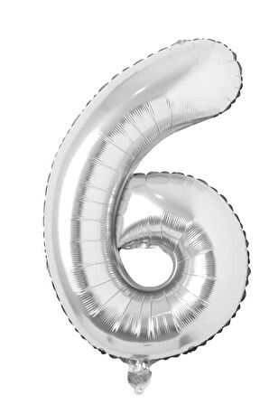 Folyo 6 Rakamı Balon 36 Cm Gümüş Gri Küçük Boy 16inc Altı Rakam Folyo Balon