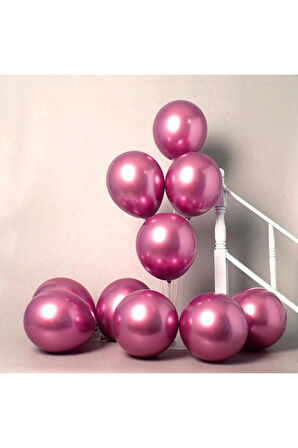 Krom Parlak Balon Pembe Renk 20 Adet Aynalı Balon 30 Cm