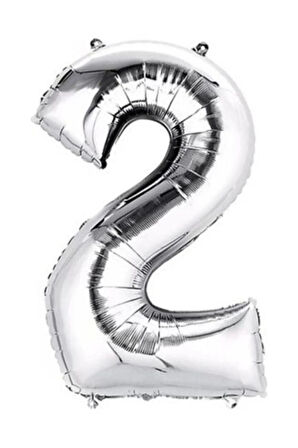 Folyo 2 Rakamı Balon 36 Cm Gümüş Gri Küçük Boy 16inc İki Rakam Folyo Balon
